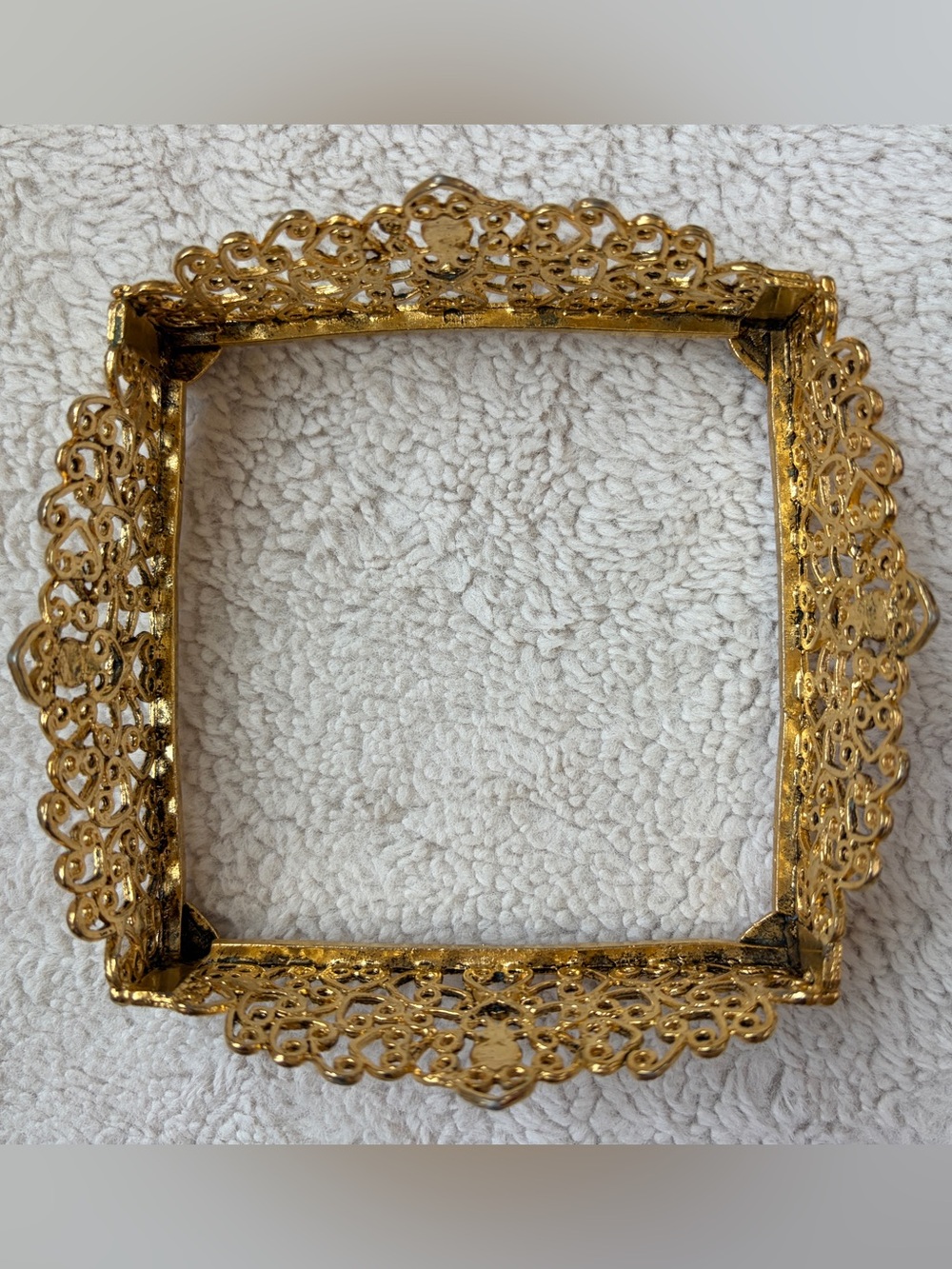 Vintage Ashtray With Gold Tone Ormolu Filigree Footed Stand Hollywood Regency - Picture 4 of 11